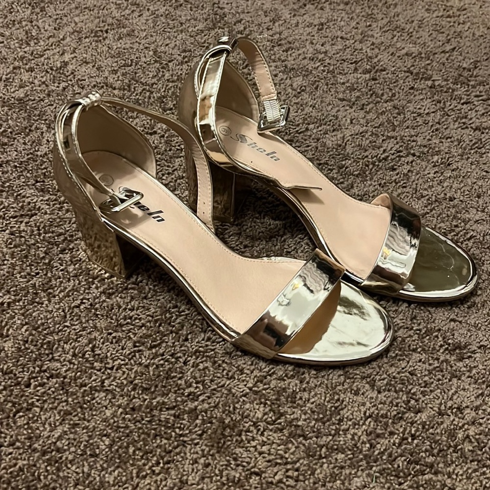 Gold chunky heels